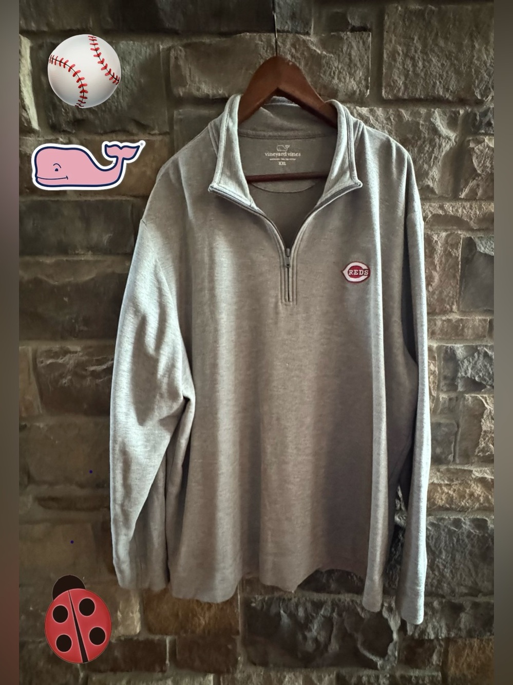 Vineyard Vines Reds Men's Gray Quarter-Zip Sweatshirt XXL